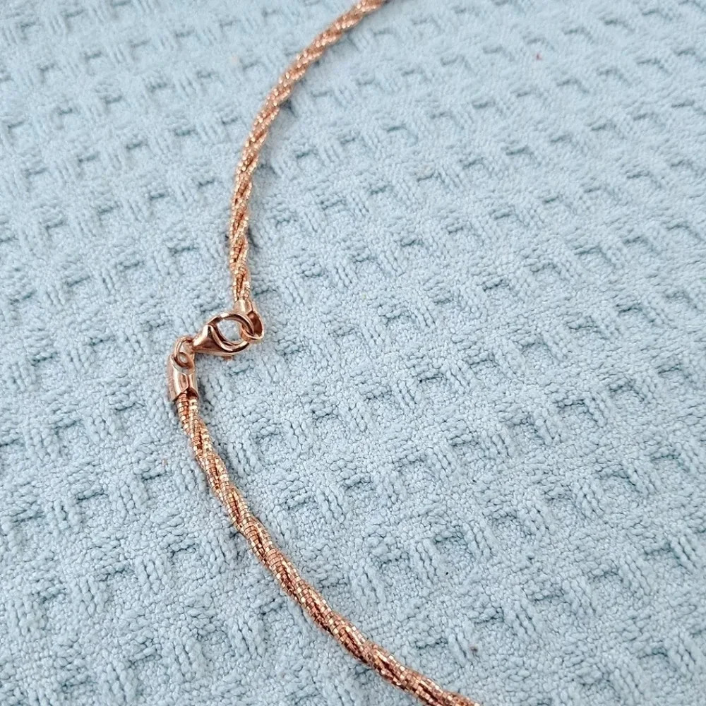Omega Necklace Triple Twist 14kt Rose Gold Over Sterling Silver - Picture 2 of 7